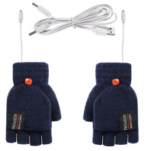 USB-elektrische beheizte Handschuhe, doppelseitige Heizhandschuhe, wiederaufladbar, wasserdicht, einstellbare Temperatur, Marineblau