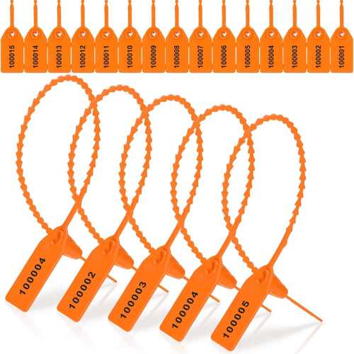 1000 Pcs Plastic Tamper Seals Tags Security Safety Numbered Zip Ties Labels Orange