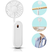 (As show, One size) Portable Neck Fan, Mini USB (White) Neck Fan, 360 Free Rotation, with Rechargeable 1200mAh Battery Quiet 3 Speed Fan, Foldable for Office Table Campin