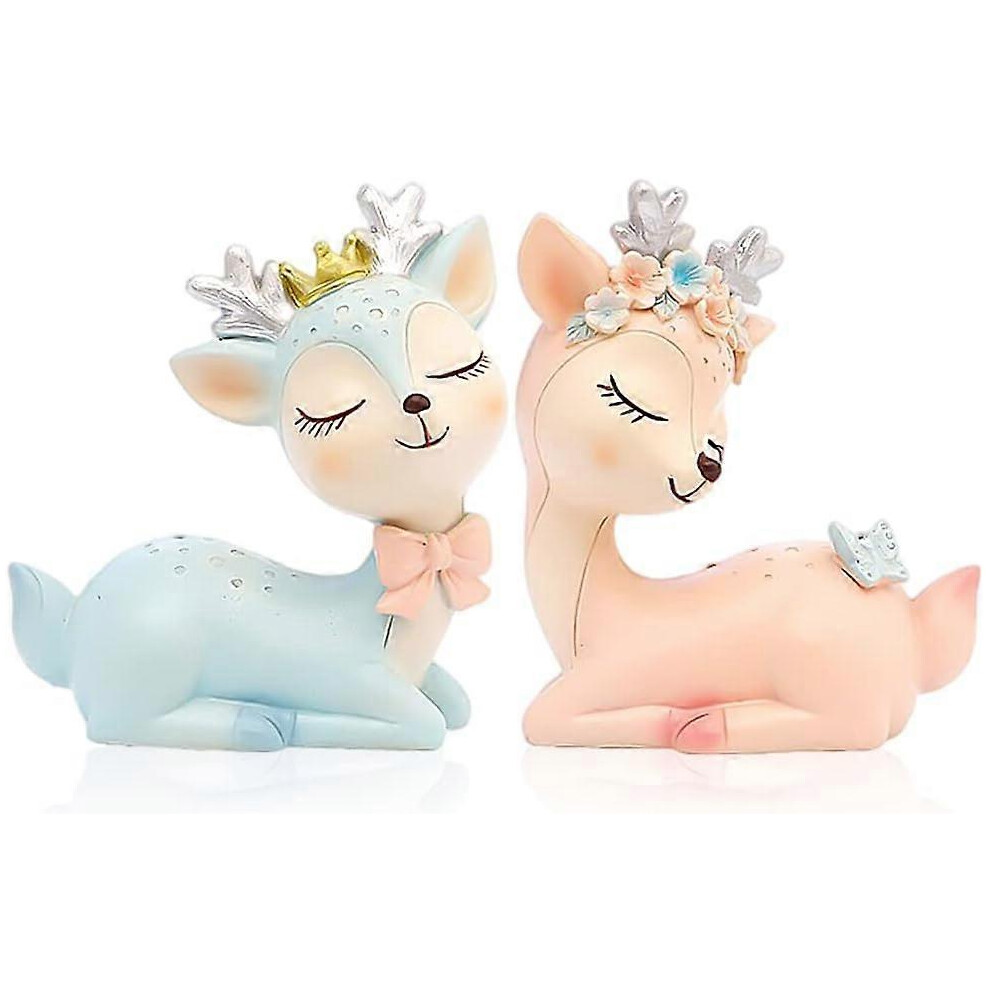 (As Show, One Size) 2 Pieces Cute Fawn Miniatures,Mini Fawn Figurine Topper Deco Cake Toy,Animal Birthday Decoration Cupcake Toppers,Figurines Cake De 4704245278168