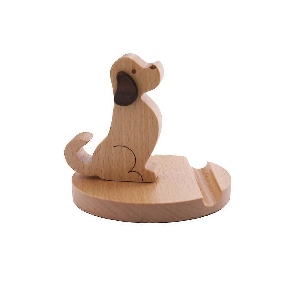 (As Show, One Size) Cute Dog Wooden Smartphone Desk Holder Compatible With Iphone 4704245242411