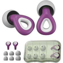 (As show, One size) Earplugs - 3 pairs of noise-canceling in-ear earplugs, purple, ultra-soft, reusable, concert earplugs