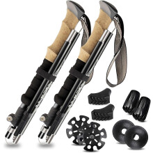 (As show, One size) Trekking Poles 2 PCS Telescopic Trekking Poles Aluminum Alloy Nordic Poles Adjustable Length 36-130cm Black Ultra-light, shockproof and non-slip trekk