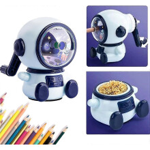 (As show, One size) Taille-crayon manuel avec manivelle, taille-crayon avec rcipient pour enfants, pour bureau, salle de classe et maison, taille-crayon astronaute (rglab