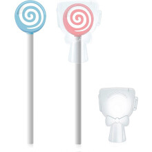 (As show, One size) Set of 2 tongue scraper brushes in the shape of lollipops for children, pink/sky blue