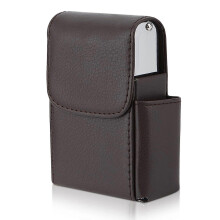 (As show, One size) Cigarette Case, PU Leather Cigarette Box with Lighter Slot Cigarette Holder for Men and Women Unisex