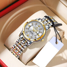 (Gold White Face) Womens Stainless Steel Quartz Watches Waterproof Luminous Calendar Wristwatches