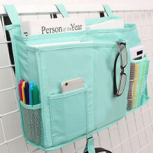 (As show, One size) (Green)Bed Organizer - 8 Pockets Bedside Hanging Storage Bag with Strap for Mobile Phone, Tablet, Books, Tissue, Ideal for Bed, Dorms, Hospital, Caddy