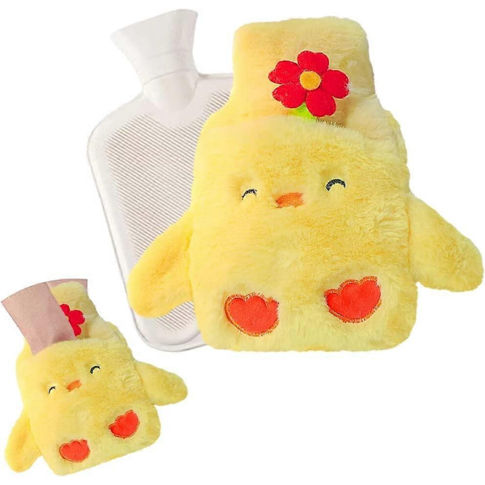 (As show, One size) Little yellow duck plush hot water bottle, plush hot water bottle, hot water bottle with lid, hot water bottle, mini hot water bot