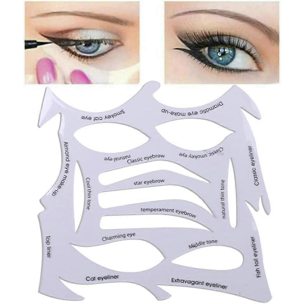 (As show, One size) 1 Piece Eyebrow Eye Makeup Eyeshadow Eyeliner Makeup Tool Reusable Stencil Set