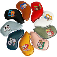 (As show, One size) Golf Club Head Covers - Scratch Resistant Iron Head Covers for Golf Clubs Double-Sided Digital Embroidery Golf Club Head Covers Elastic PU Sports Acce