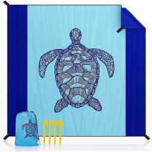 (As show, One size) Waterproof Picnic Blanket 210 x 200cm, Anti Sand Beach Mat for Beach Camping Picn with 4 Stakes, Portable Sand Resistant for Camping, Hiking
