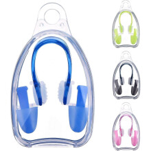 (As show, One size) 4 Pieces Swimming Nose Clip and Swimming Earplug Kits for Adults and Children, 4 Colors