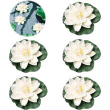 (As show, One size) 5PCS Floating Water Lilies,Artificial Water Lily,Foam Lotus Flower Floating Decorations,Artificial Water Lily for Fish Tank,Floating Foam Water Lilies