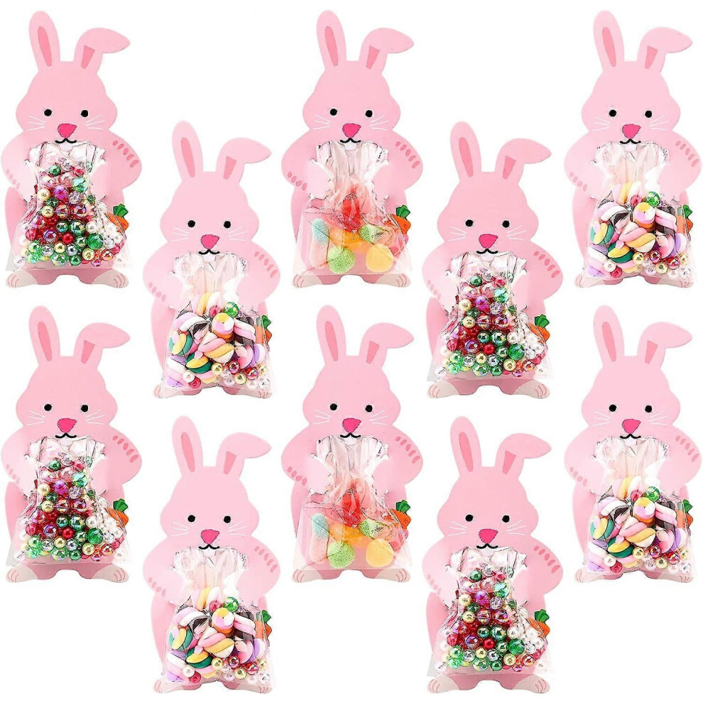 (As Show, One Size) 50Pcs Rabbit Cellophane Bags, Candy Wrappers With Greeting Cards, Easter Candy Bags Easter Chocolate Candy Bags, Self Adhesive Coo 4704245283636