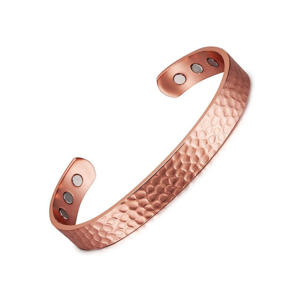 Wavy Copper Magnetic Bracelet For Pain Relief – Adjustable Copper Cuff For Men And Women Red