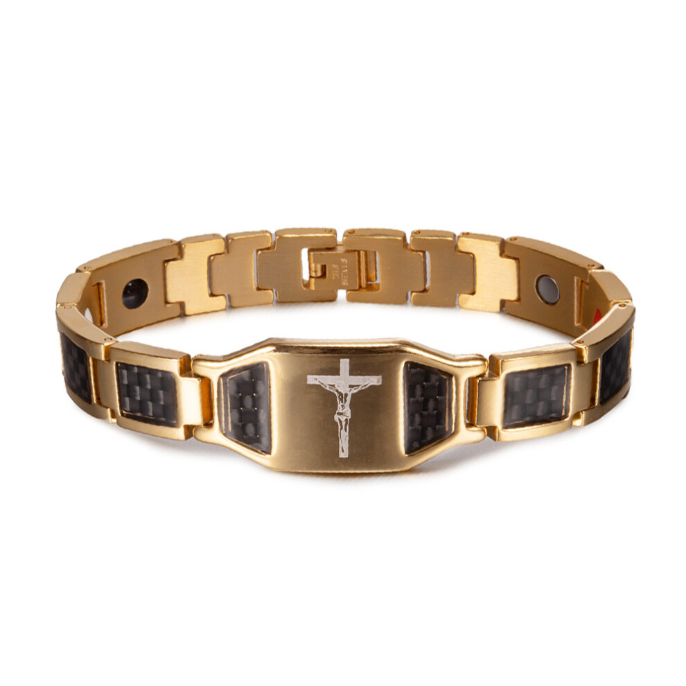 (Gold) Men's Titanium Steel Magnetic Bracelet – Minimalist Stainless Steel Health Jewelry
