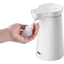 (As show, One size) (White-A)Electric Automatic Soap Dispenser, Induction Hand Sanitizer Machine 3 Adjustable Levels, Rechargeable with Temperature Display, Suitable for