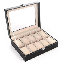 (As show, One size) Case for watches/display stand/box/storage for watches in PU and glass