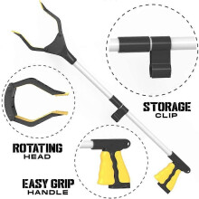(As show, One size) Garbage PickerYellow, 81cm with Magnetic Handle, Foldable, Garden Grab Tool, Arm Extender, Handicapped