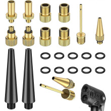 (As show, One size) 14 Pcs Bike Pump Adapter,Bicycle Tire Pump Adapter,Bicycle Pump Needle Adapter,DV AV SV Valve for Bike Pump,Copper Bike Pump Mouthpiece for Mountain B