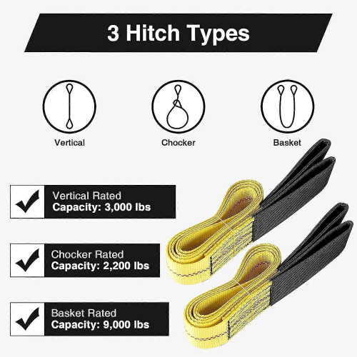 (As show, One size) 2 Pack 1m Heavy Duty Polyester Lifting Straps, 9000lbs Max Breaking Strength 2