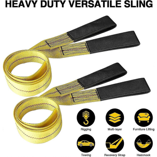 (As show, One size) 2 Pack 1m Heavy Duty Polyester Lifting Straps, 9000lbs Max Breaking Strength 1