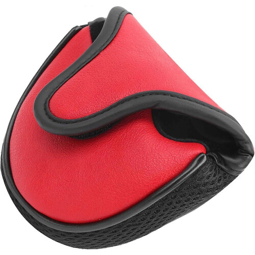 (As show, One size) Red PU Leather Golf Putter Head Cover