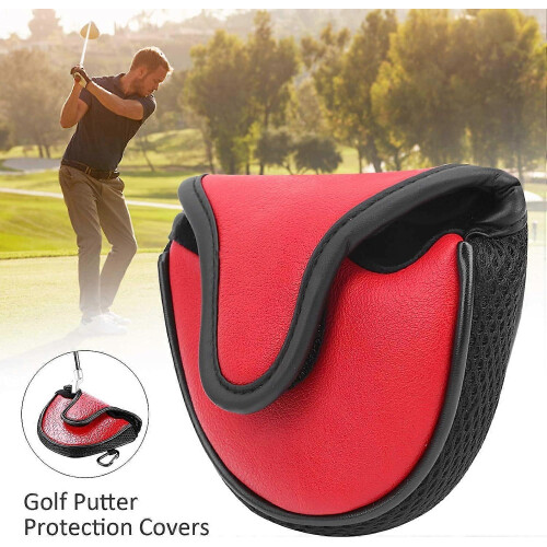 (As show, One size) Red PU Leather Golf Putter Head Cover 1