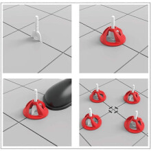 (As show, One size) Complete kit of 1mm self-leveling spacers + reusable dials for tile leveling (Kit 100 1mm spacers + 100 reusable dials)