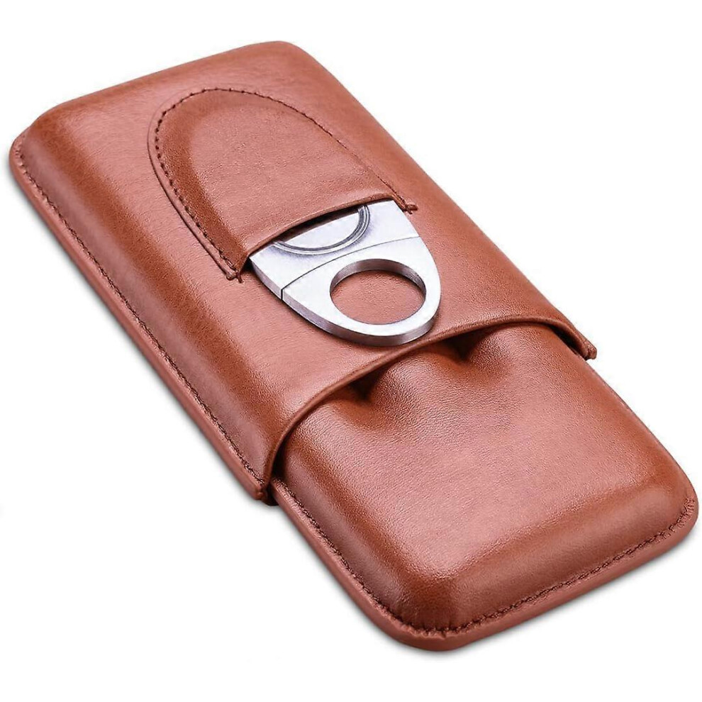 (As show, One size) Leather cigar case Travel cigar case for 3 cigars
