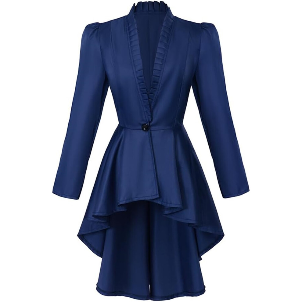 (Small, Blue) Women's Steampunk Victorian Jacket Coat Medieval Vintage Gothic Tailcoat Long Sleeve Tuxedo Shirt-image-OPC-PHNXKT9-NEW