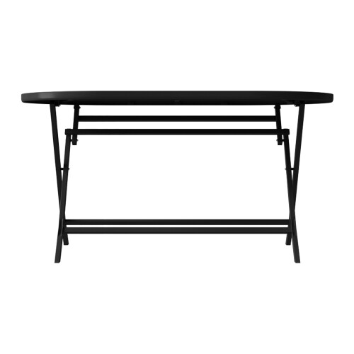 Garden Sanctuary 140x80CM Black Oval Glass Folding Table 2