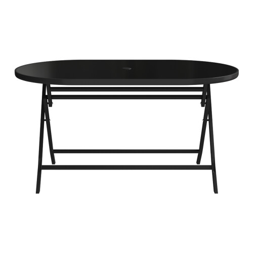 Garden Sanctuary 140x80CM Black Oval Glass Folding Table 1