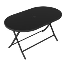 Garden Sanctuary 140x80CM Black Oval Glass Folding Table