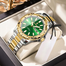 (Gold Silver Green Face) Luxury Men's Watches Waterproof Luminous Quartz Watch Man Calendar Wristwatch Hot