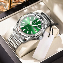 (Silver Green Face) Luxury Men's Watches Waterproof Luminous Quartz Watch Man Calendar Wristwatch Hot