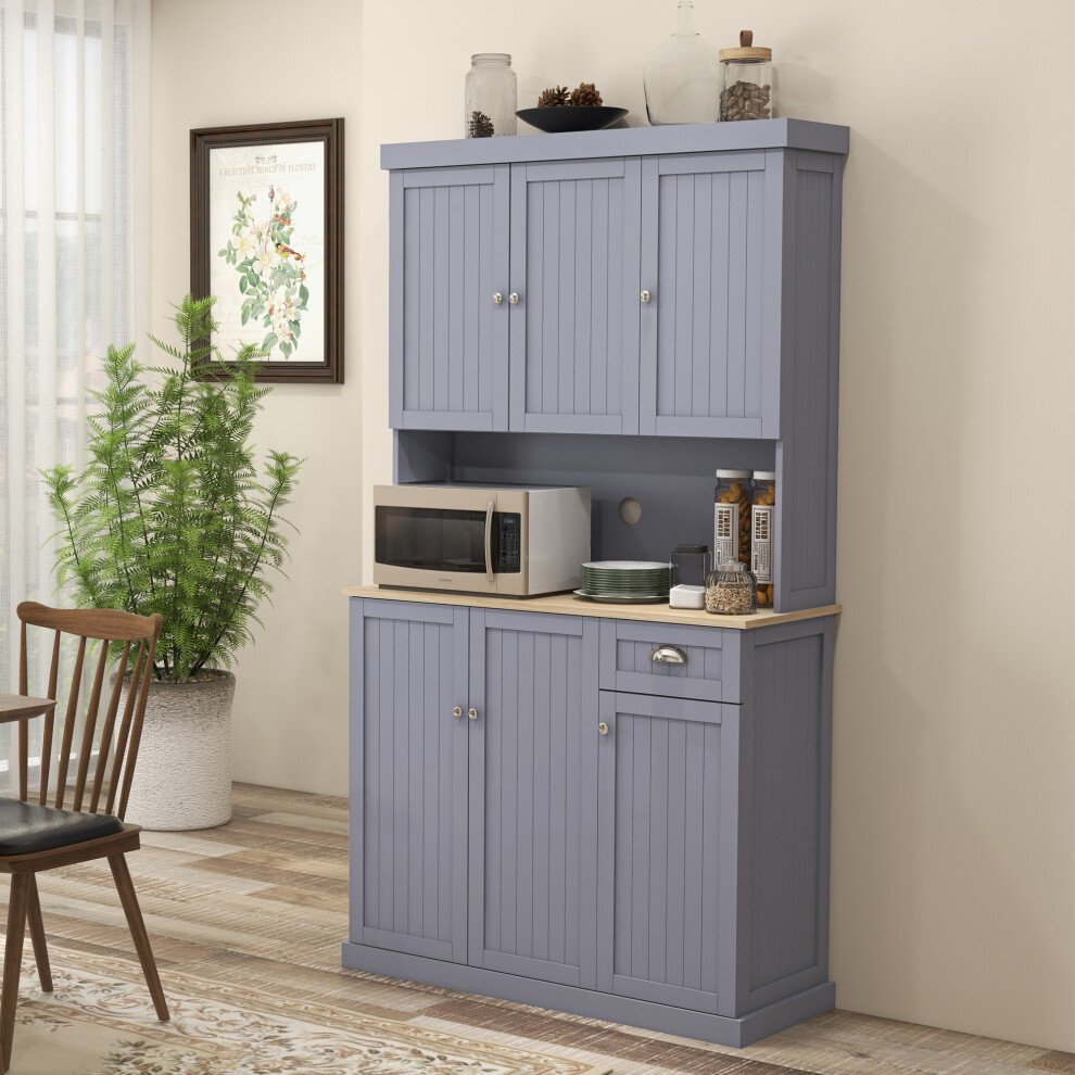 HOMCOM Kitchen Cupboard Storage Cabinet with Adjustable Shelves, Grey