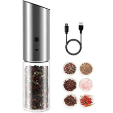 (As show, One size) Rechargeable Electric Pepper Grinder, Electric Pepper Grinder, USB Rechargeable Automatic Gravity Operation Salt and Pepper Mill, High Capacity Adjust