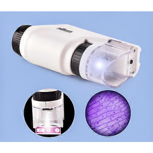 (As show, One size) Pink Pocket Microscope Mini Handheld Microscope with LED Light Portable High Definition 2