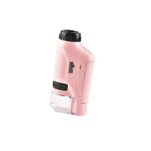 (As show, One size) Pink Pocket Microscope Mini Handheld Microscope with LED Light Portable High Definition