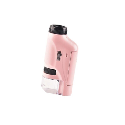 (As show, One size) Pink Pocket Microscope Mini Handheld Microscope with LED Light Portable High Definition