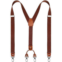 (As show, One size) 1PCS Men's Suspenders Wide 4 Clips Back Durable Elastic Adjustable Suspenders Strong Metal Clips (A02)