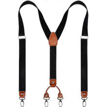 (As show, One size) 1PCS Men's Suspenders Wide 4 Clips Back Durable Elastic Adjustable Suspenders Strong Metal Clips (A09)