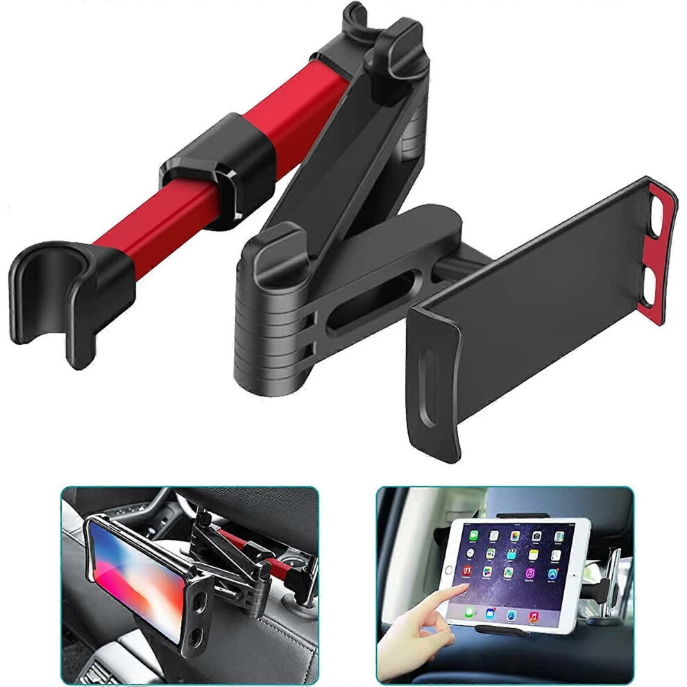 (As Show, One Size) Car Headrest Holder, Universal Car Back Seat Extendable Tablet Phone Holder For Smartphones/Tablets/Ipad/Iphone/Samsung 4"-10 Red 4704245245382