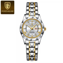 (Silver Gold White) Womens Stainless Steel Quartz Watch Waterproof Luminous Date Wristwatch Gift Hot