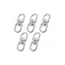 (As show, One size) M6 Double Ended Swivel Ring, 304 Stainless Steel Swivel Ring, Sandbag Dog Leash Swivel, Hanging Swing (5 Pack)