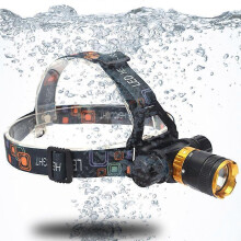 (As show, One size) Head-Torch Swimming Scuba Diving LED 5 Modes Scuba Waterproof Scuba Diving Headlamp Swimming Headlight Underwater Work Fishing Light,(black)