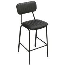 Belluno Kitchen Bar Stool with Fixed Height and Backrest, Black