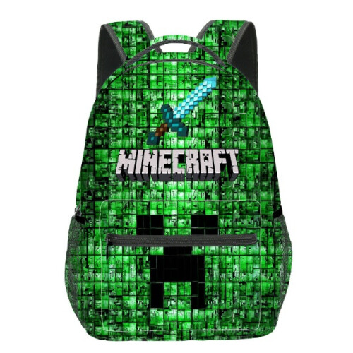 (9) Minecraft School Bag Double-sided Backpack Kids Gift